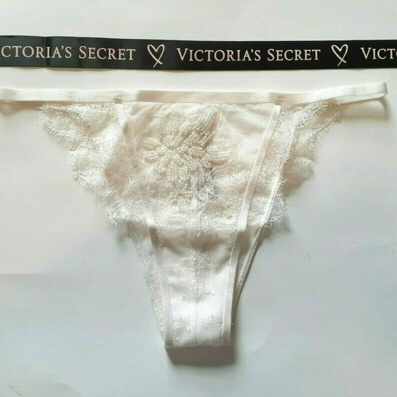 Victorias Secret Floral Motif BEAD White ITSY Mesh - Picture 4 of 9